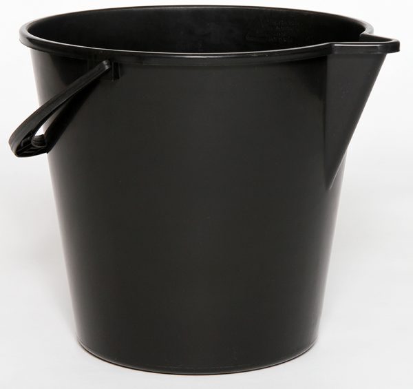 black plastic bucket